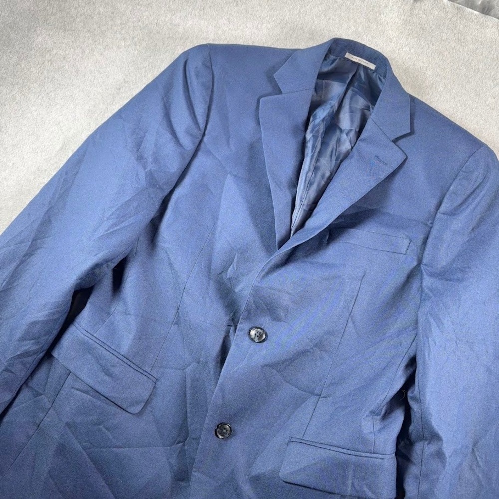 Alfani Blazer Jacket Mens 38R Blue Solid Slim Fit Two Button Recycled Blend